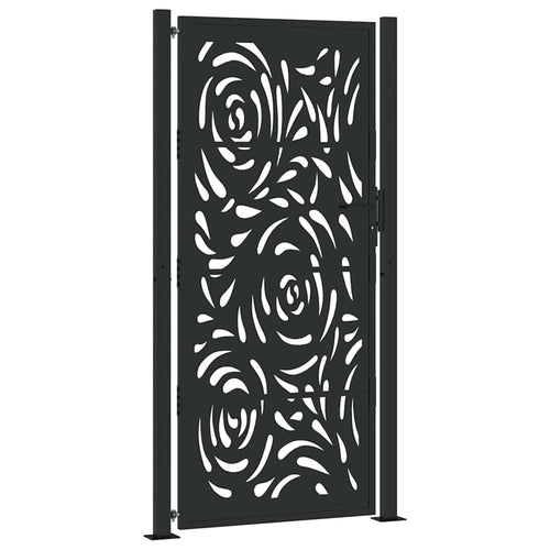 Cancello da giardino nero 100x200 cm in acciaio design fiamma