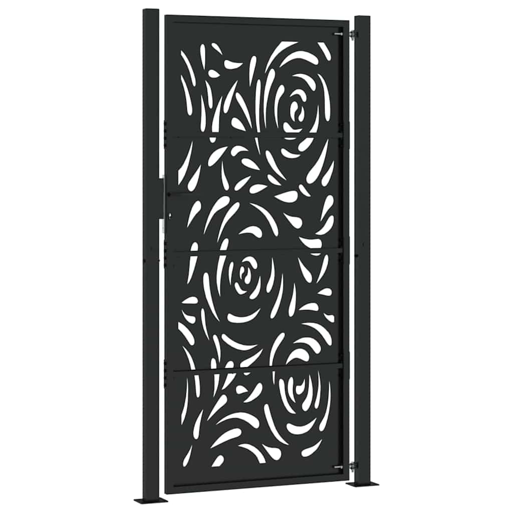 Cancello da giardino nero 100x200 cm in acciaio design fiamma