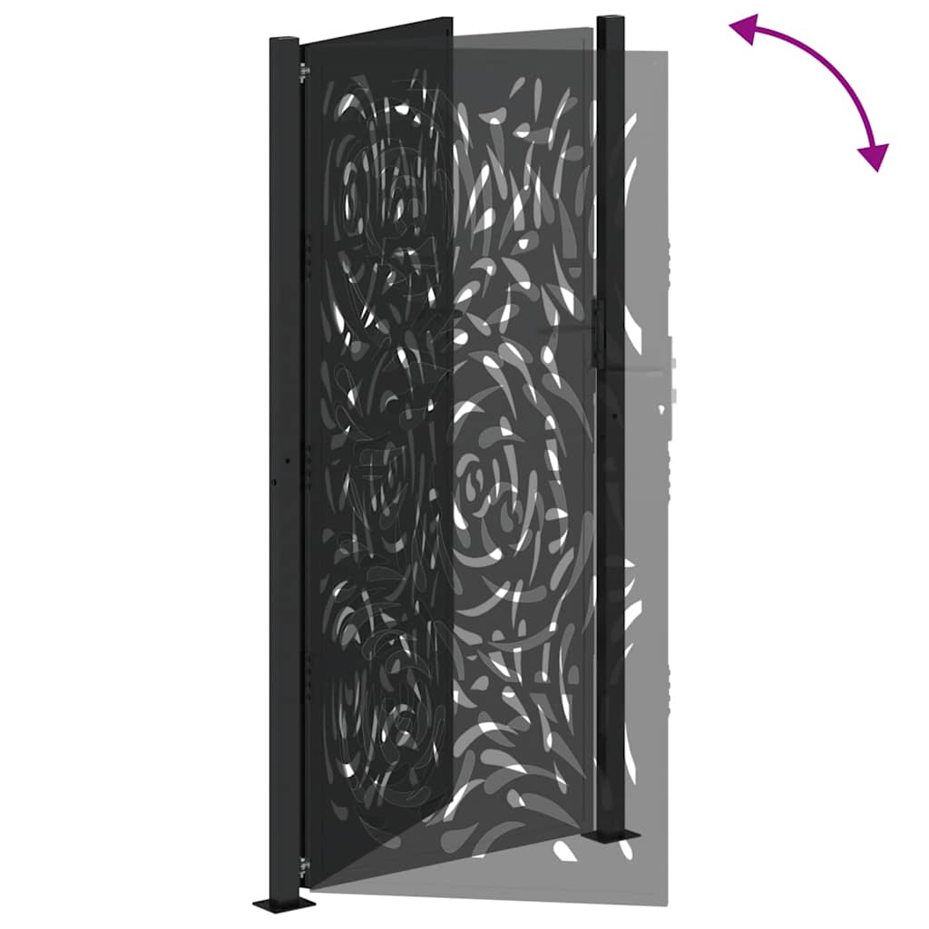 Cancello da giardino nero 100x200 cm in acciaio design fiamma