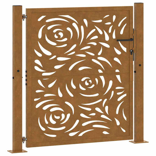 Cancello da giardino 100x100 cm in acciaio corten con design a fiamma