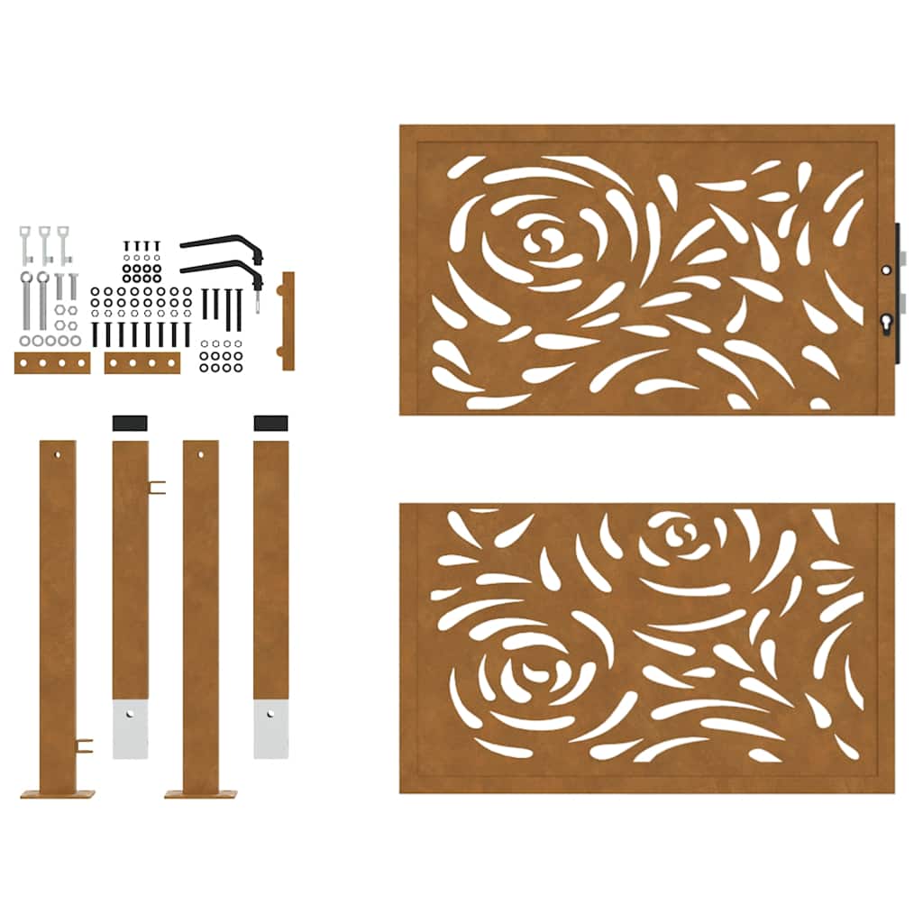 Cancello da giardino 100x100 cm in acciaio corten con design a fiamma