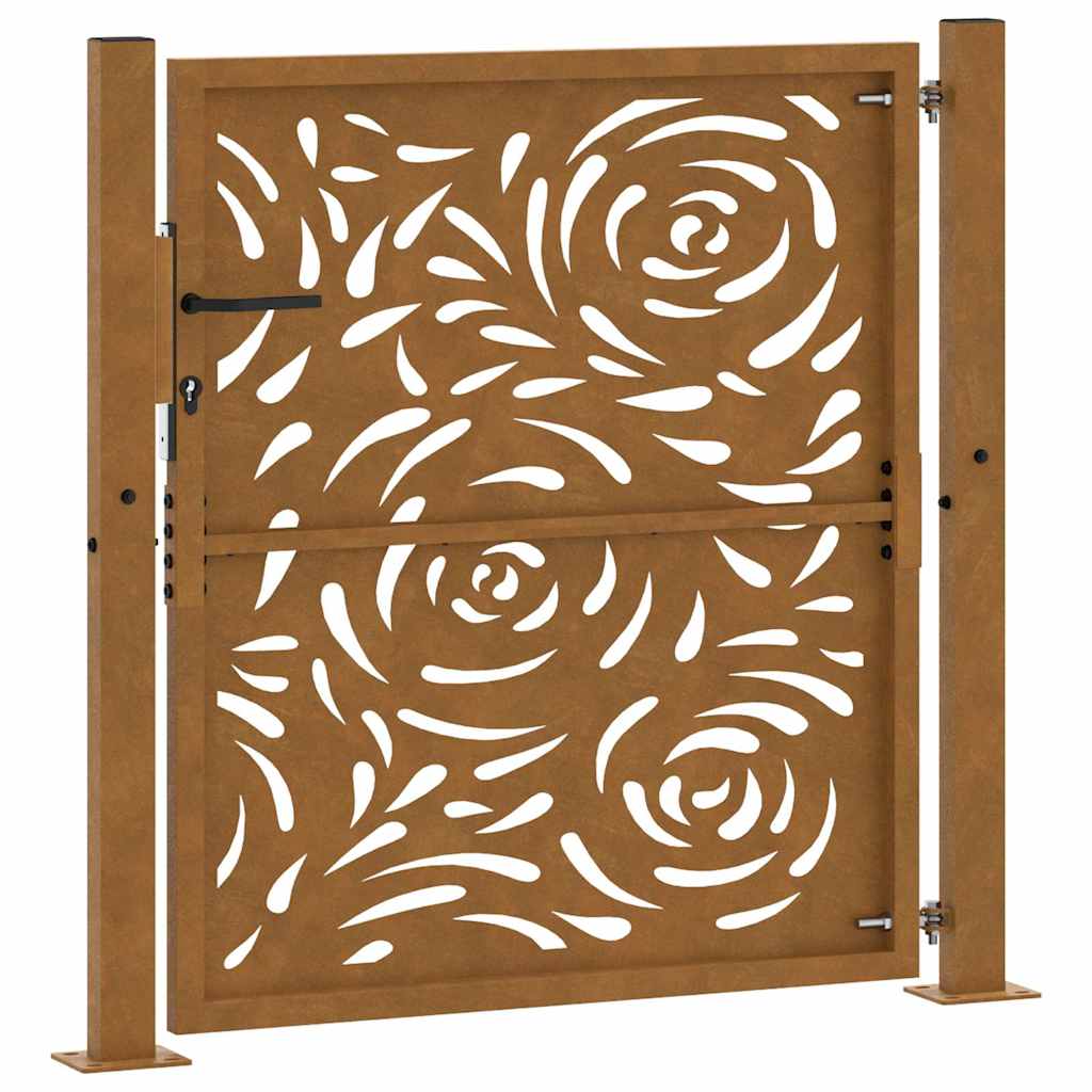 Cancello da giardino 100x100 cm in acciaio corten con design a fiamma