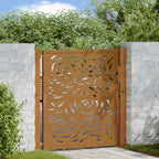 Cancello da giardino 100x100 cm in acciaio corten con design a fiamma