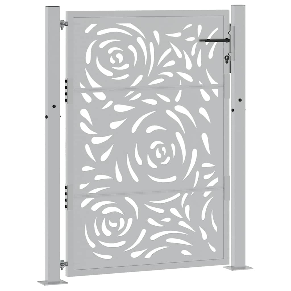 Cancello da giardino 100x125 cm in acciaio corten con design a fiamma