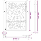 Cancello da giardino 100x125 cm in acciaio corten con design a fiamma