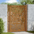 Cancello da giardino 100x125 cm in acciaio corten con design a fiamma
