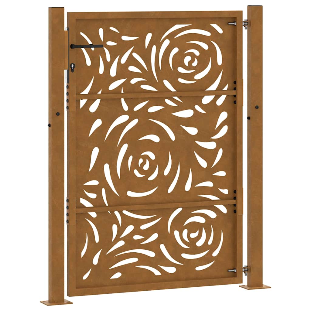 Cancello da giardino 100x150 cm in acciaio corten con design a fiamma