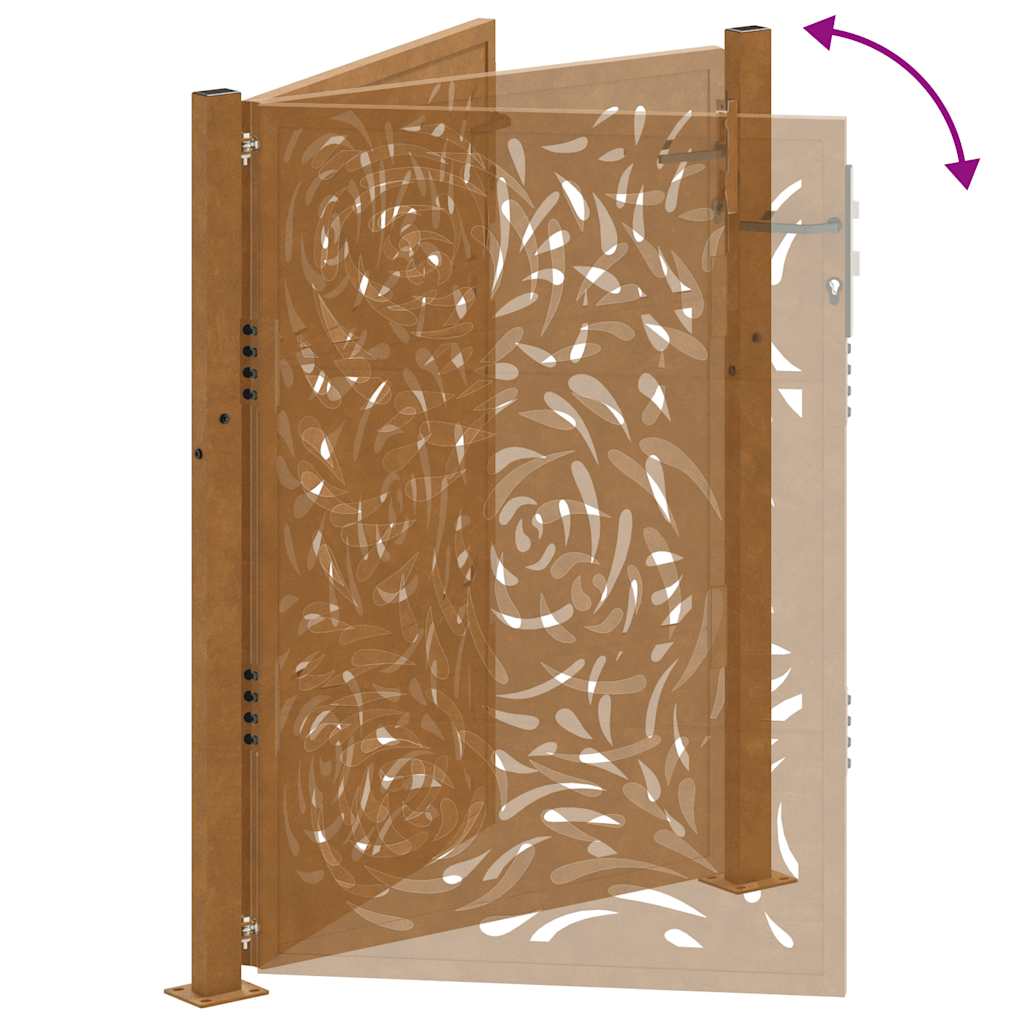 Cancello da giardino 100x150 cm in acciaio corten con design a fiamma