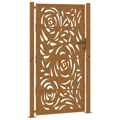 Cancello da giardino 100x175 cm in acciaio corten con design a fiamma