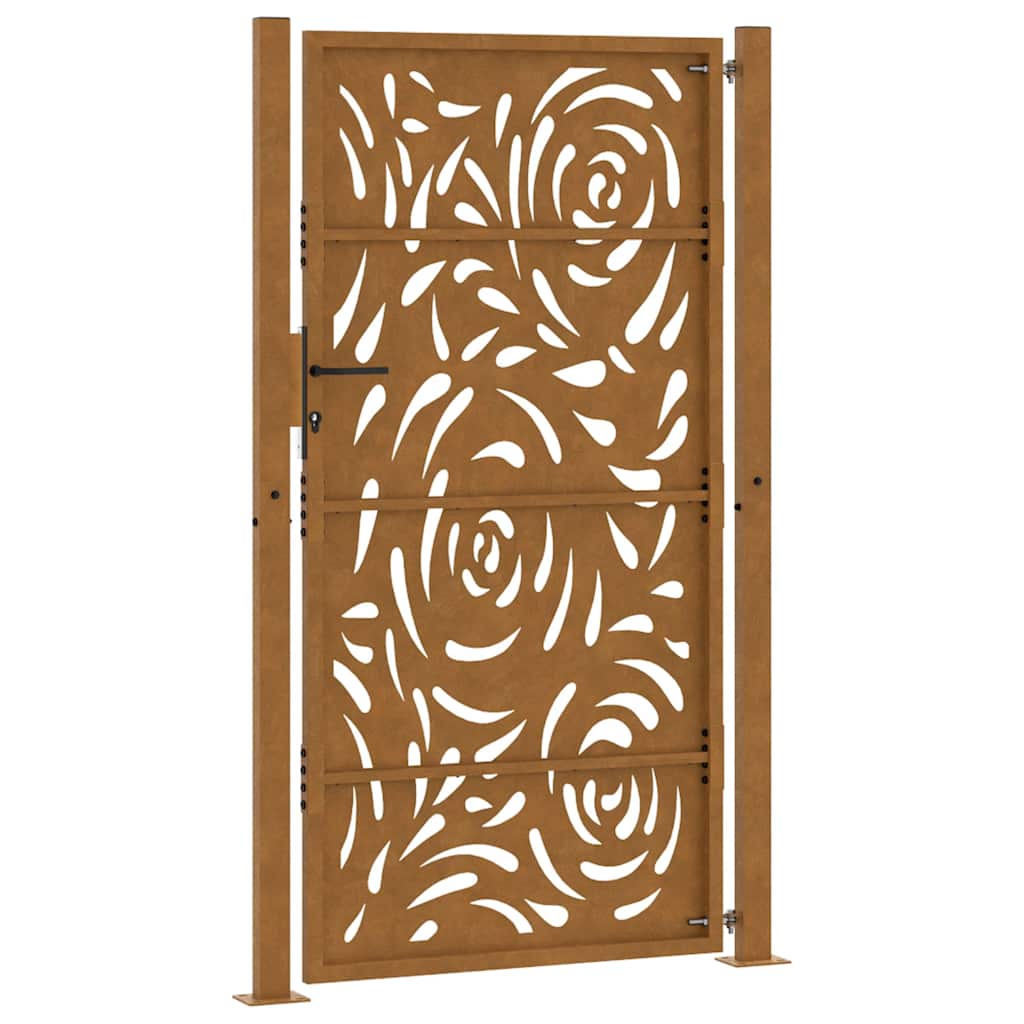 Cancello da giardino 100x175 cm in acciaio corten con design a fiamma