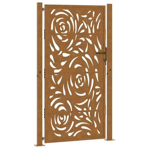 Cancello da giardino 100x200 cm in acciaio corten con design a fiamma