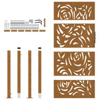 Cancello da giardino 100x200 cm in acciaio corten con design a fiamma
