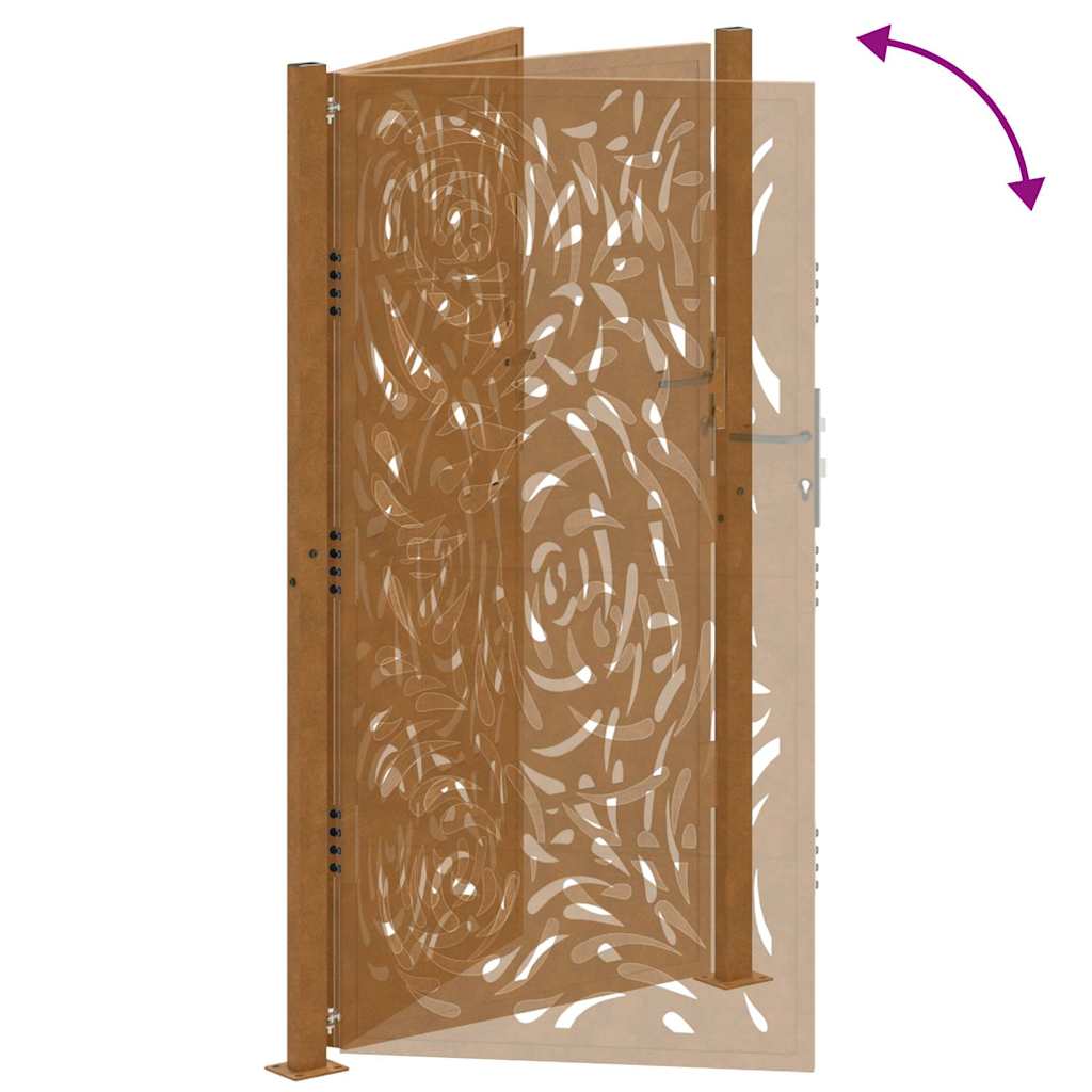 Cancello da giardino 100x200 cm in acciaio corten con design a fiamma