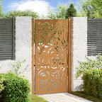Cancello da giardino 100x200 cm in acciaio corten con design a fiamma