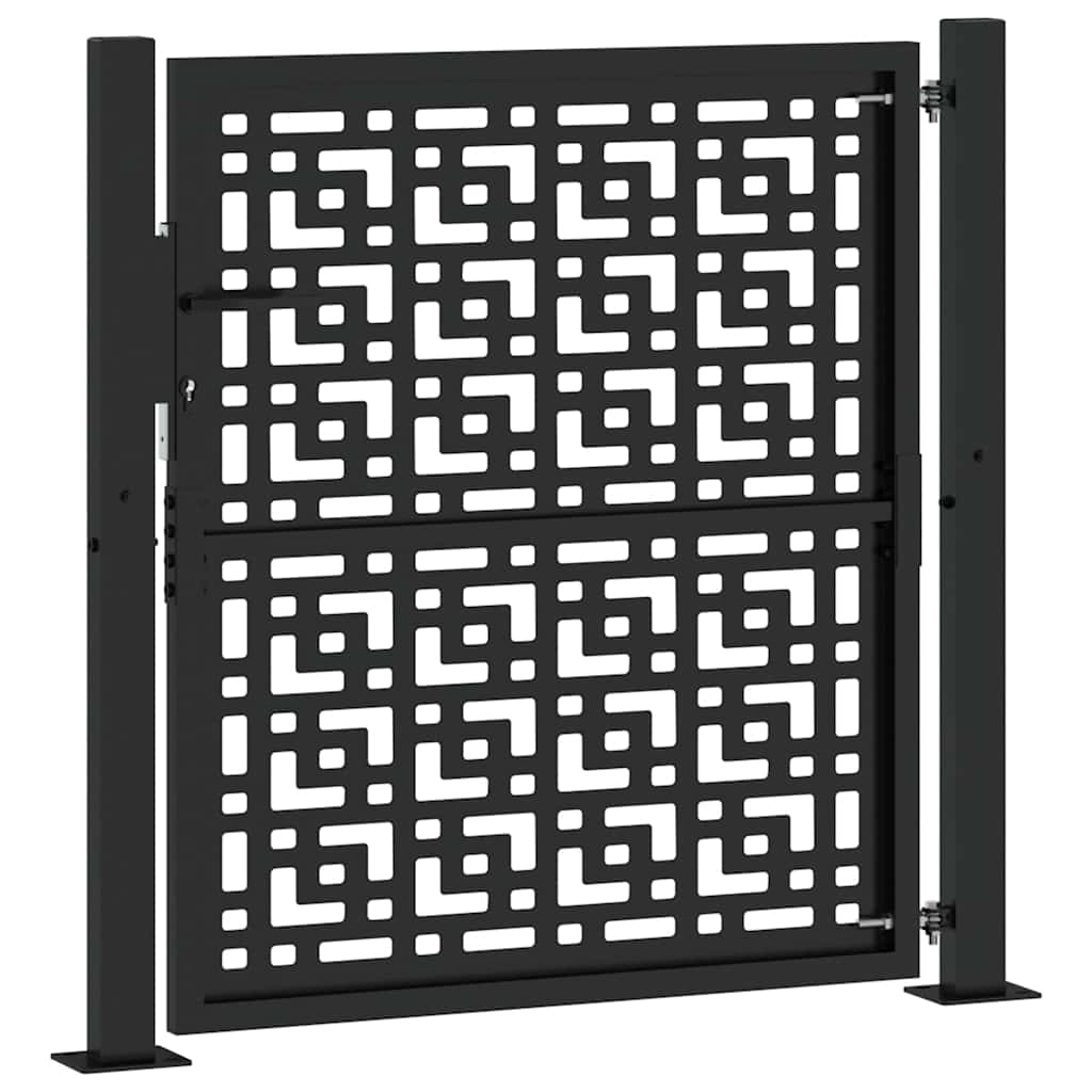Cancello da giardino nero 100x100 cm in acciaio con design a croce