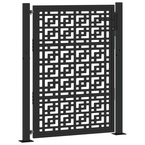 Cancello da giardino nero 100x125 cm in acciaio con design a croce