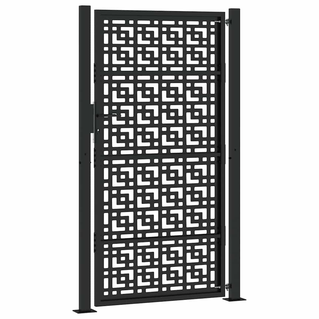 Cancello da giardino nero 100x175 cm in acciaio con design a croce