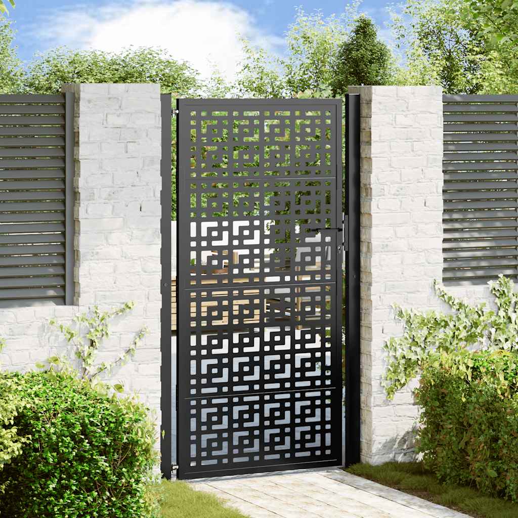 Cancello da giardino nero 100x175 cm in acciaio con design a croce