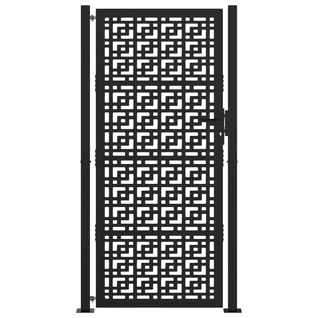 Cancello da giardino nero 100x200 cm in acciaio con design a croce