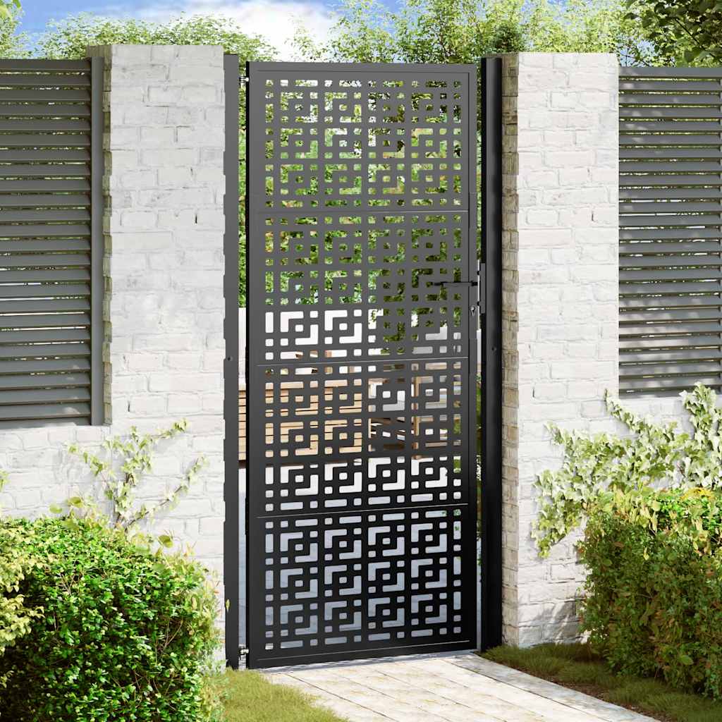 Cancello da giardino nero 100x200 cm in acciaio con design a croce