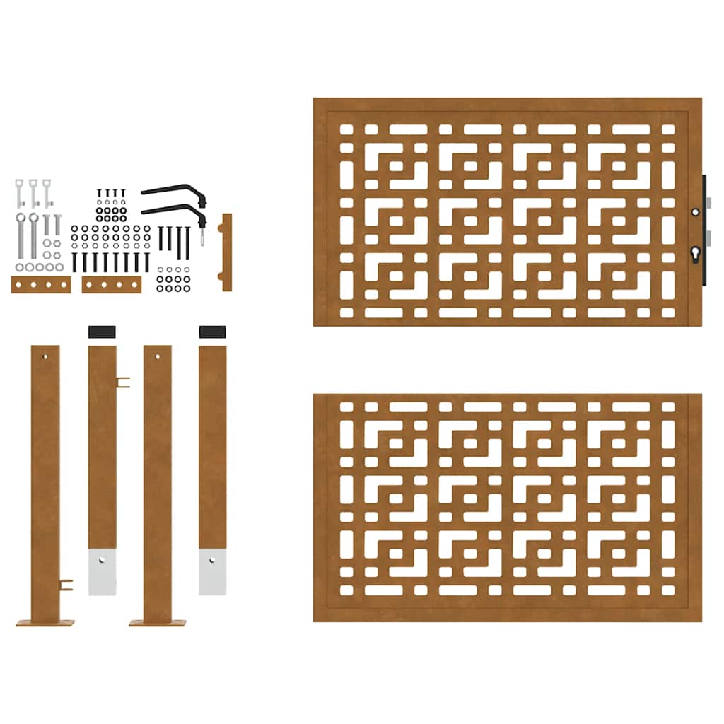 Cancello da giardino 100x100 cm in acciaio corten con design a croce