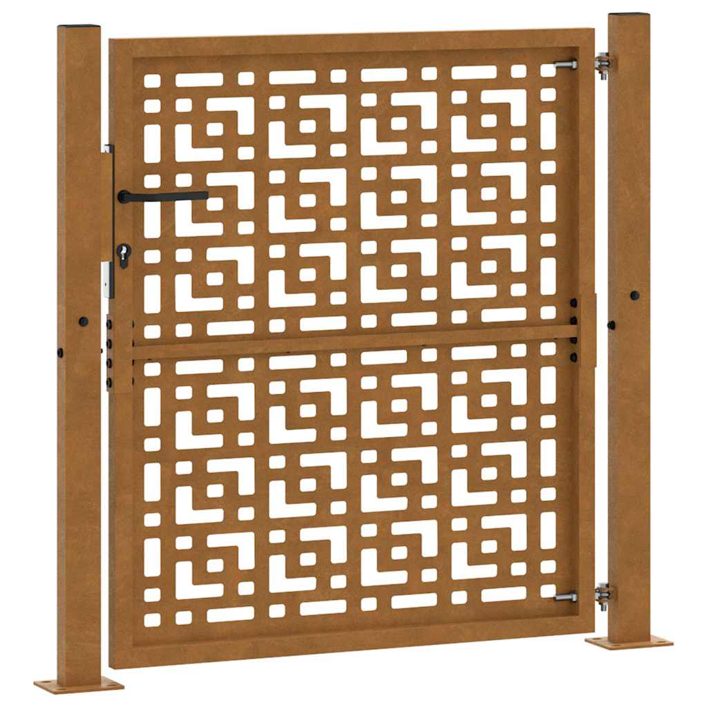 Cancello da giardino 100x100 cm in acciaio corten con design a croce
