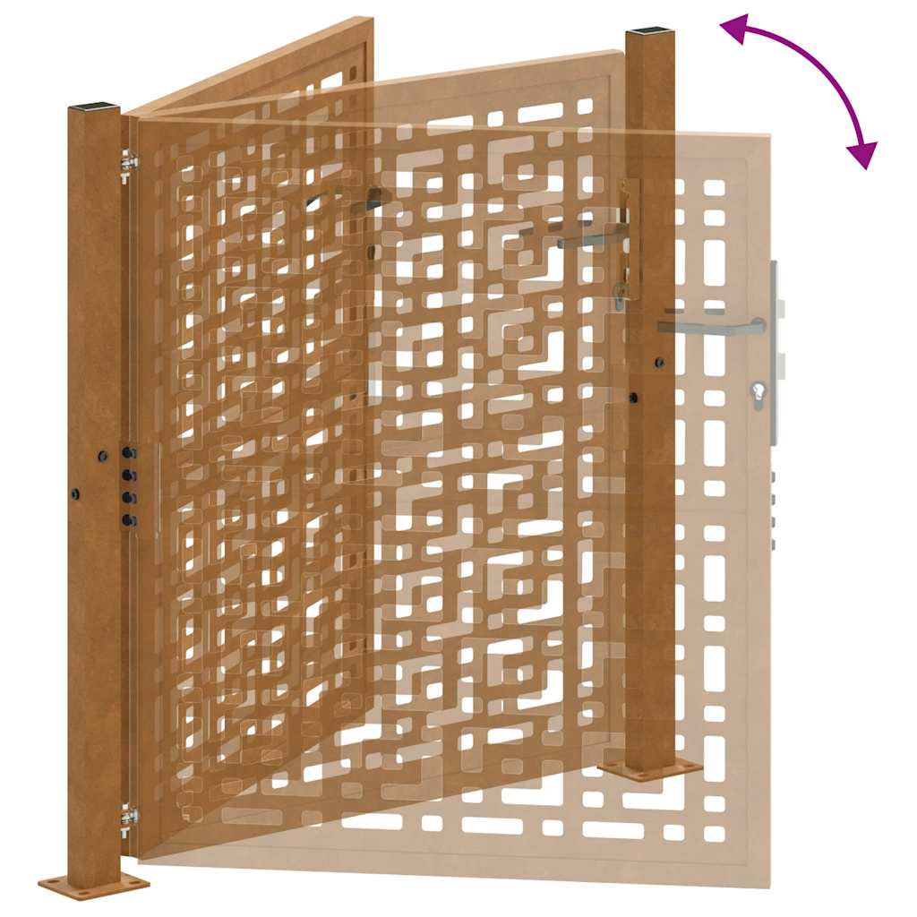 Cancello da giardino 100x100 cm in acciaio corten con design a croce