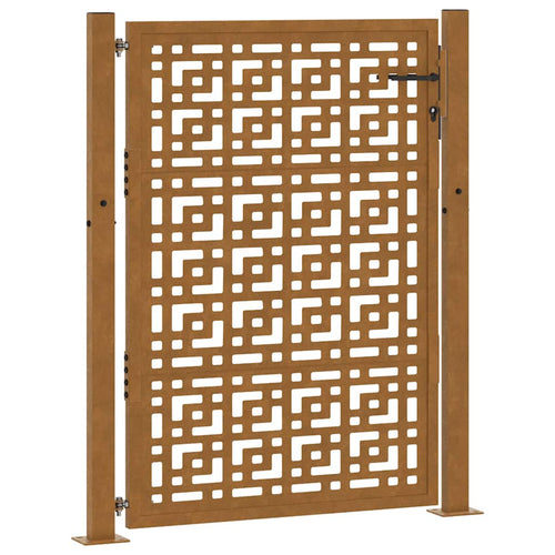 Cancello da giardino 100x125 cm in acciaio corten con design a croce
