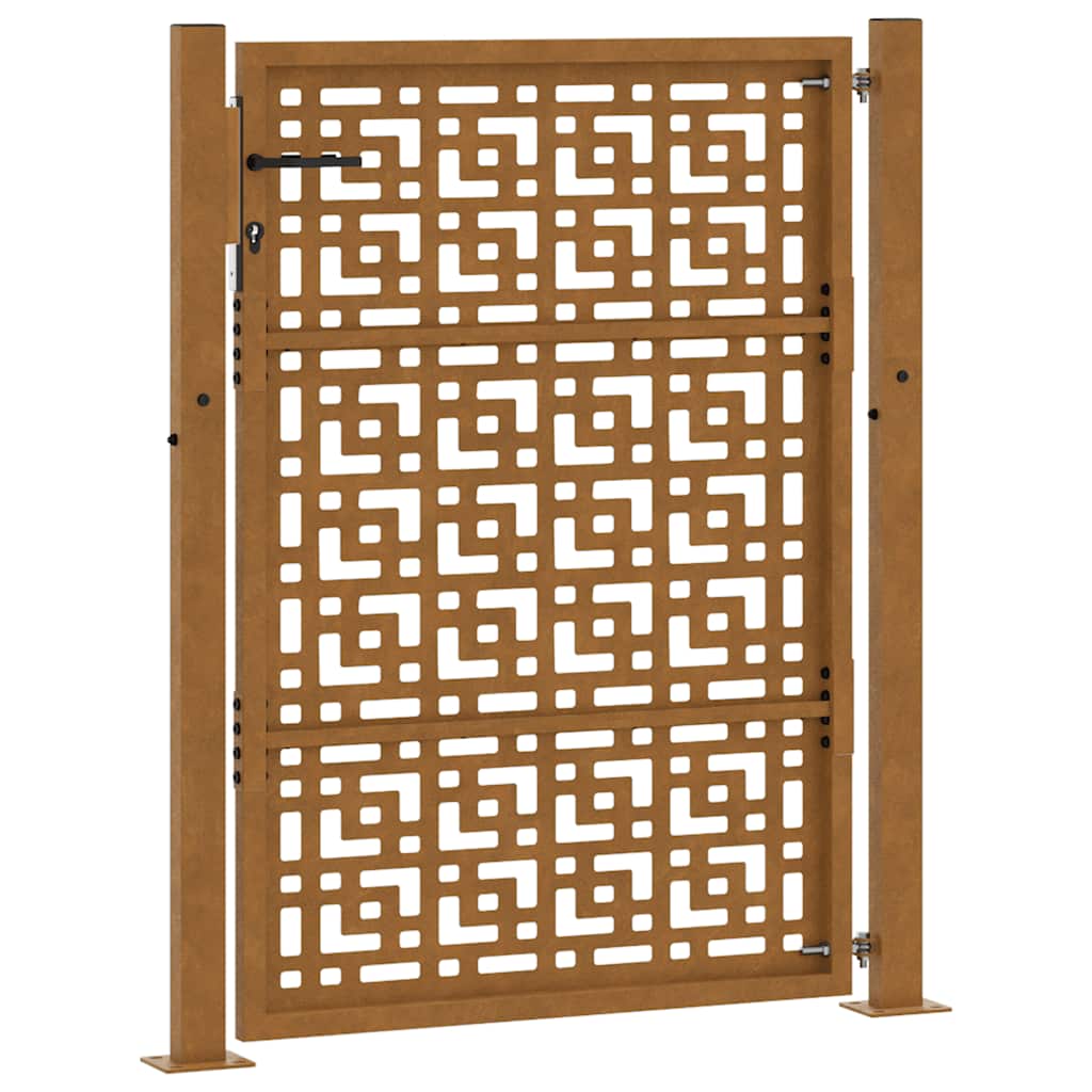 Cancello da giardino 100x125 cm in acciaio corten con design a croce