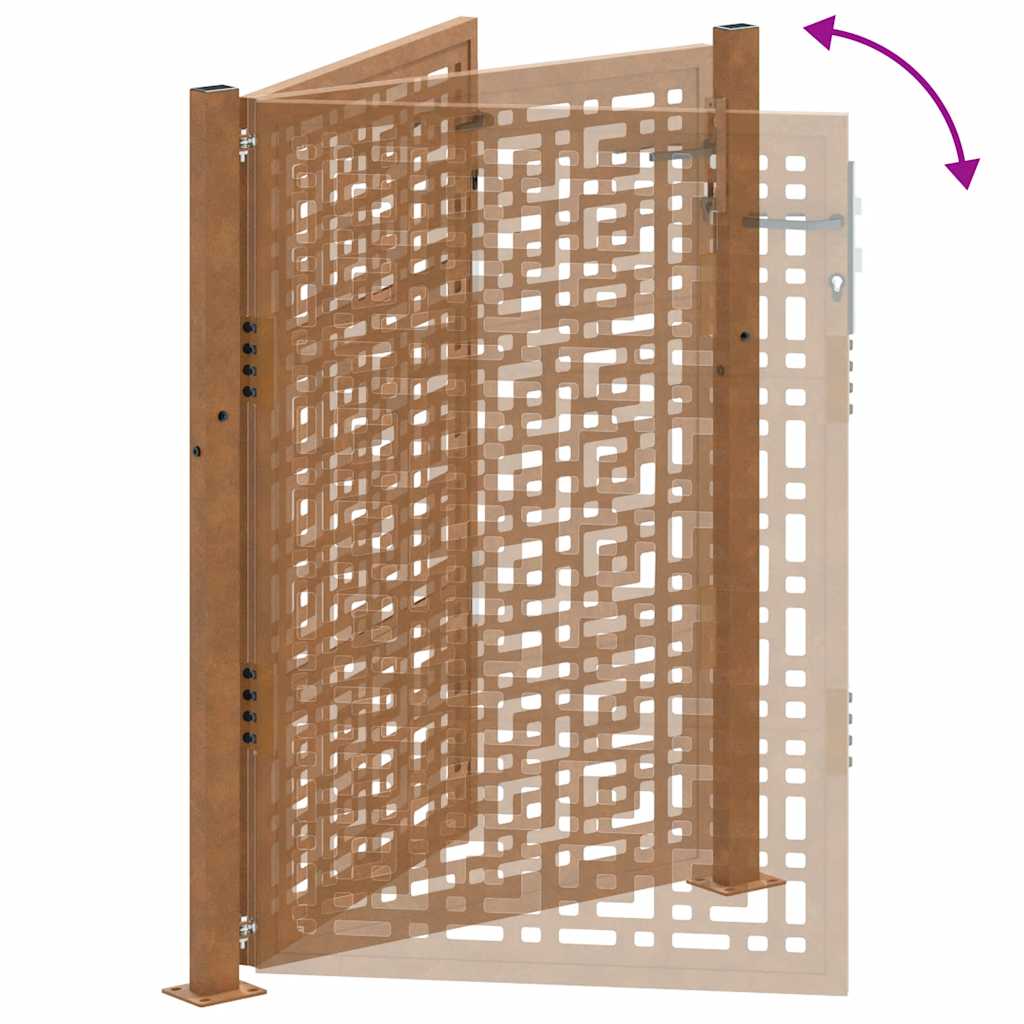 Cancello da giardino 100x150 cm in acciaio corten con design a croce