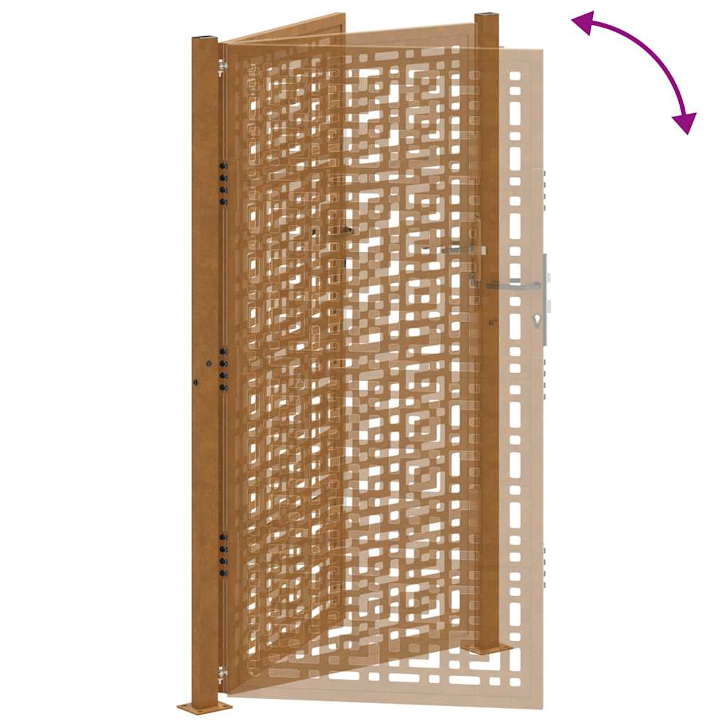 Cancello da giardino 100x175 cm in acciaio corten con design a croce