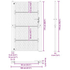 Cancello da giardino 100x175 cm in acciaio corten con design a croce