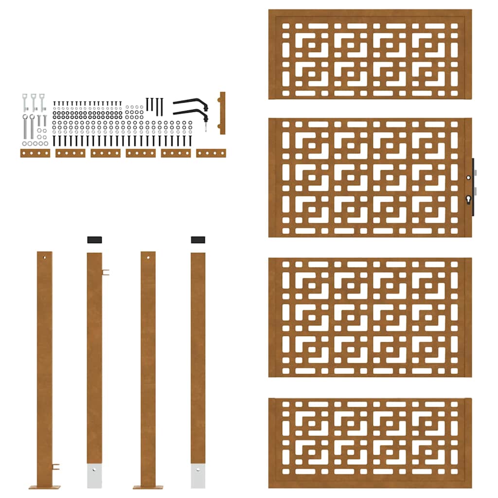 Cancello da giardino 100x200 cm acciaio corten design a croce