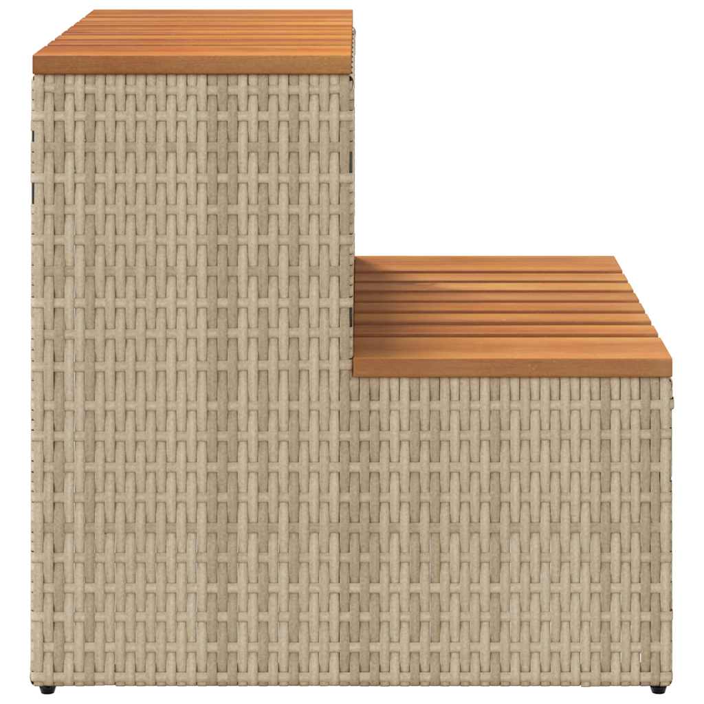 Bordo per Vasca Idromassaggio Beige in Polyrattan e Massello di Acacia
