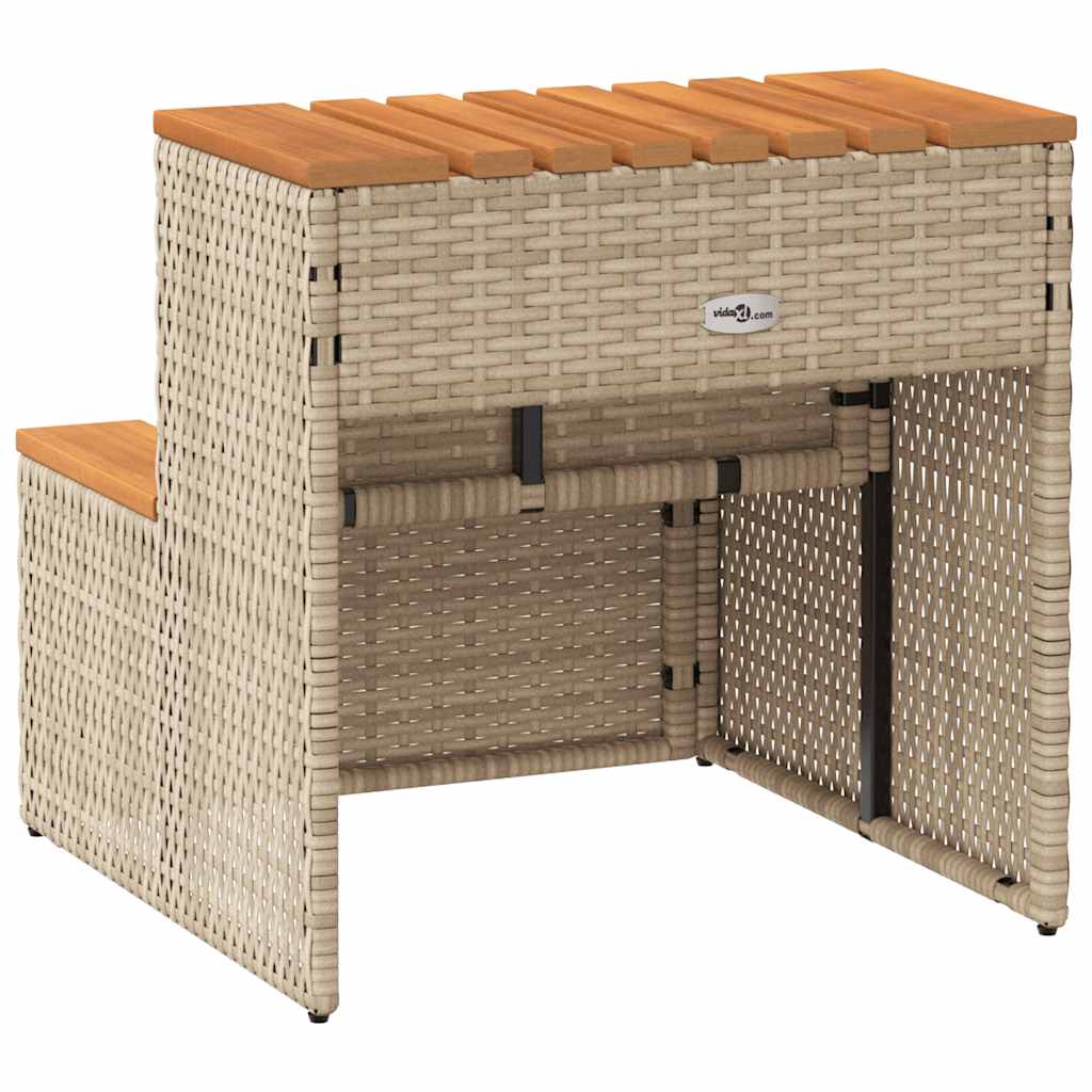 Bordo per Vasca Idromassaggio Beige in Polyrattan e Massello di Acacia