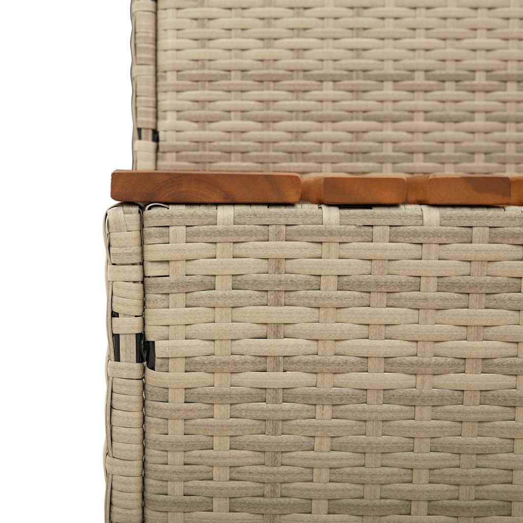 Bordo per Vasca Idromassaggio Beige in Polyrattan e Massello di Acacia
