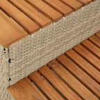 Bordo per Vasca Idromassaggio Beige in Polyrattan e Massello di Acacia