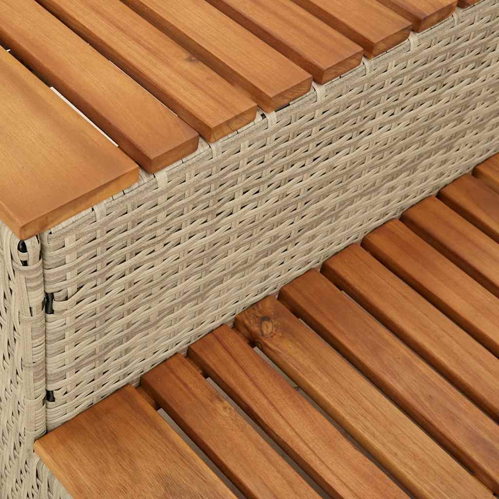 Bordo per Vasca Idromassaggio Beige in Polyrattan e Massello di Acacia
