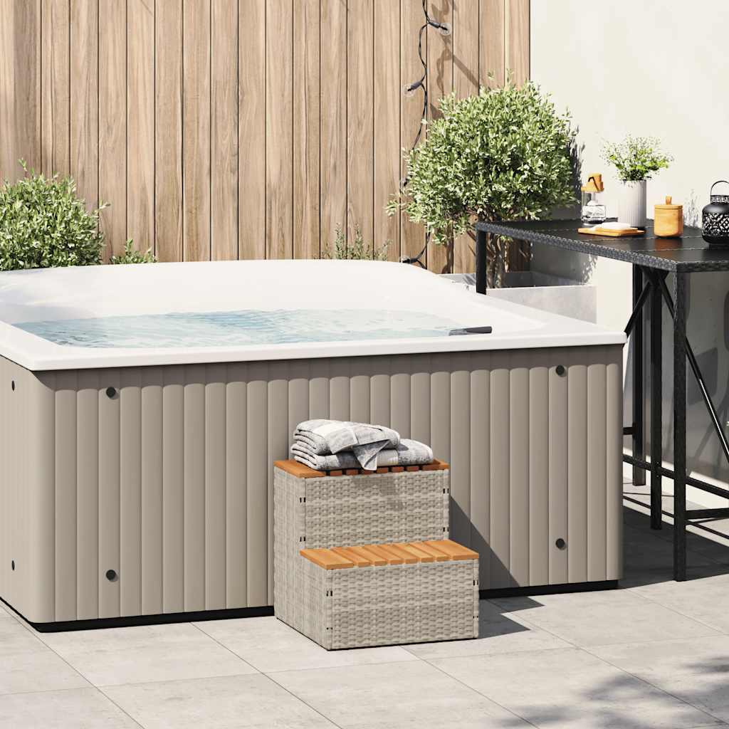 Bordo per Vasca Idromassaggio Polyrattan e Massello Acacia