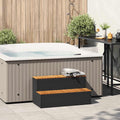 Bordo per Vasca Idromassaggio Nero Polyrattan e Massello Acacia