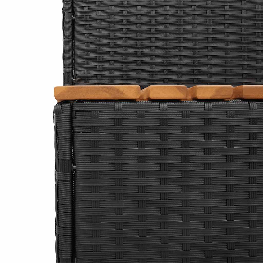 Bordo per Vasca Idromassaggio Nero Polyrattan e Massello Acacia