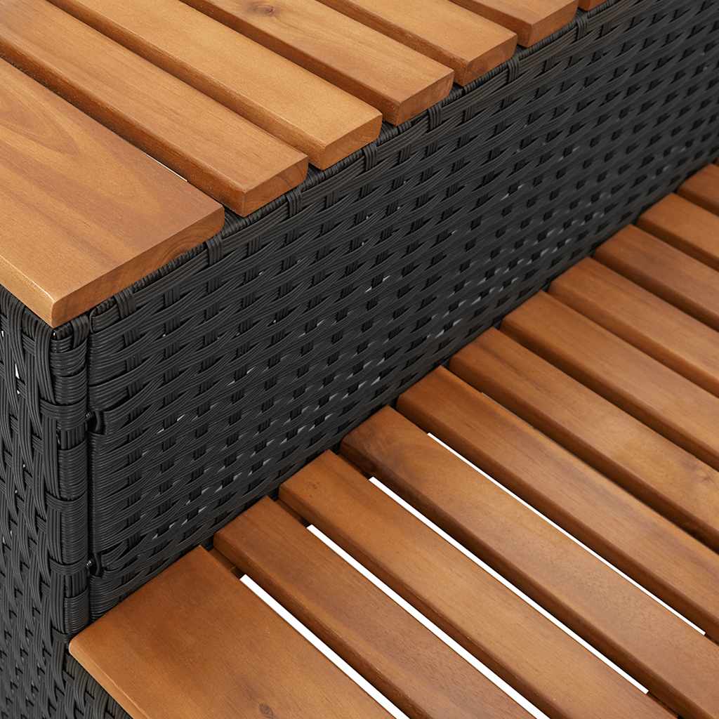 Bordo per Vasca Idromassaggio Nero Polyrattan e Massello Acacia