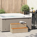 Bordo per Vasca Idromassaggio Beige Polyrattan e Massello Acacia