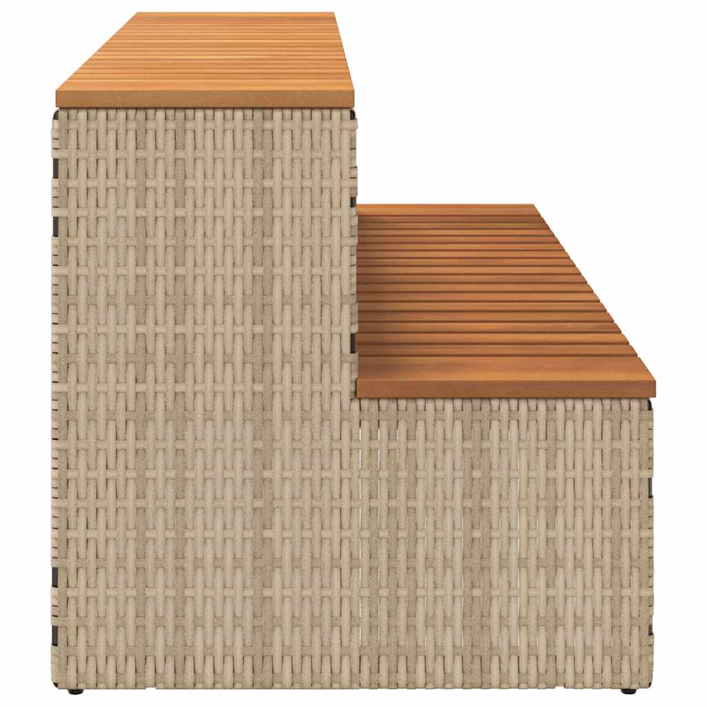 Bordo per Vasca Idromassaggio Beige Polyrattan e Massello Acacia