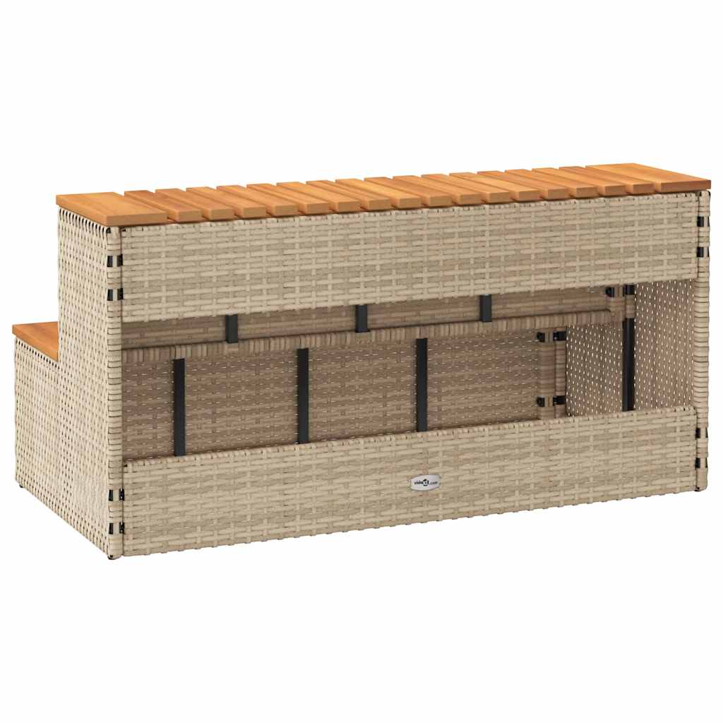 Bordo per Vasca Idromassaggio Beige Polyrattan e Massello Acacia