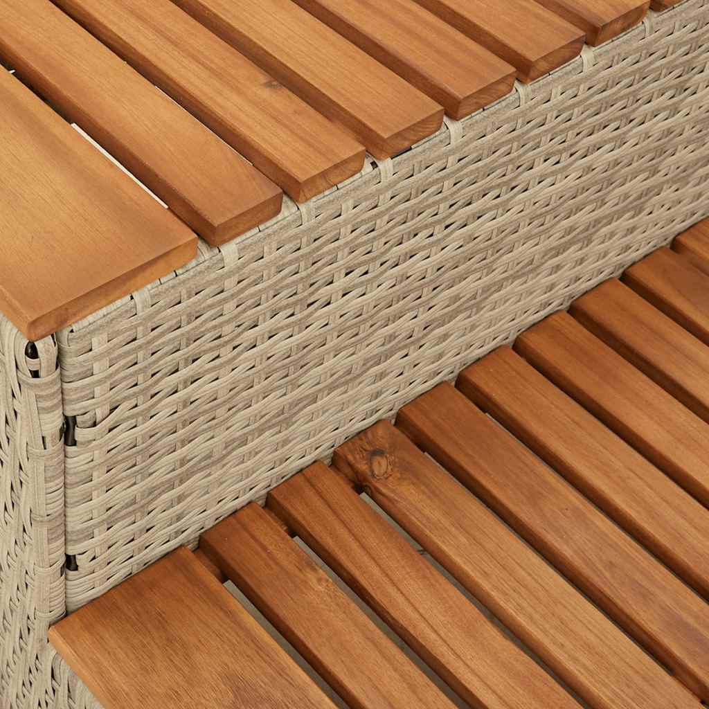 Bordo per Vasca Idromassaggio Beige Polyrattan e Massello Acacia