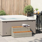 Bordo per Vasca Idromassaggio Grigio Polyrattan e Massello Acacia