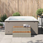 Bordo per Vasca Idromassaggio Grigio Polyrattan e Massello Acacia