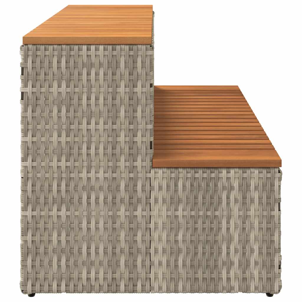 Bordo per Vasca Idromassaggio Grigio Polyrattan e Massello Acacia