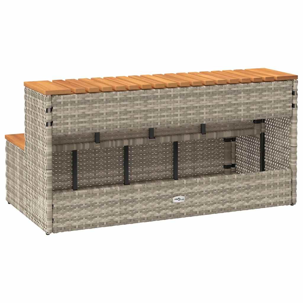 Bordo per Vasca Idromassaggio Grigio Polyrattan e Massello Acacia